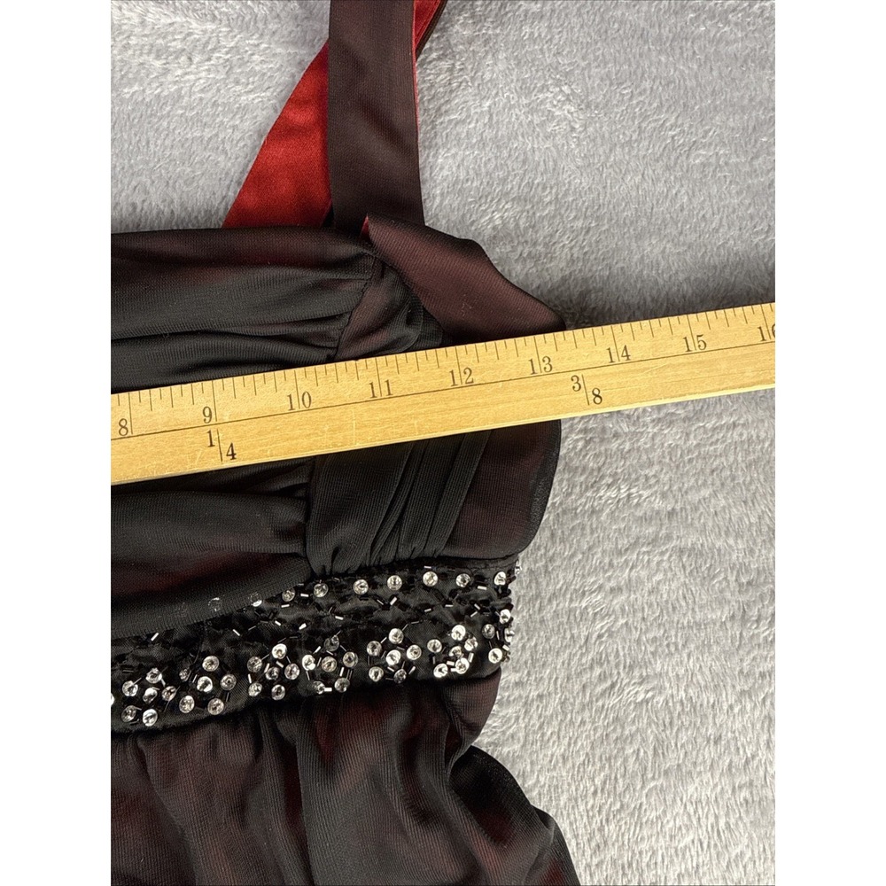 City Triangles Vintage Y2K Dress Whimsigoth Black Red Sheer Babydoll Flowy M - Picture 9 of 10